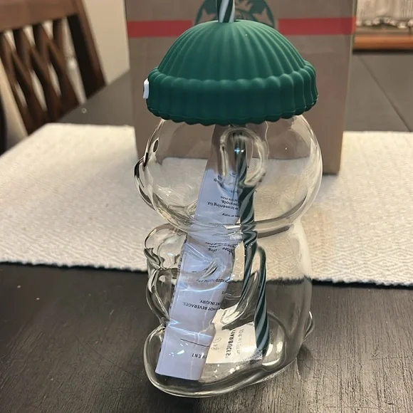 2025 Starbucks Bearista Glass cup with straw. **new** never used - Picture 4 of 5